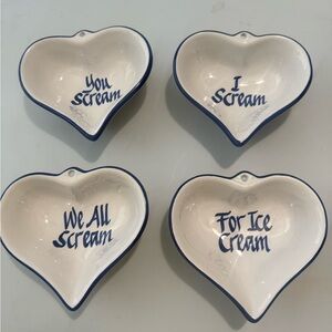 Set Of‎ Four Clay Design Ice Cream Bowls I You We All Scream For Ice Cream